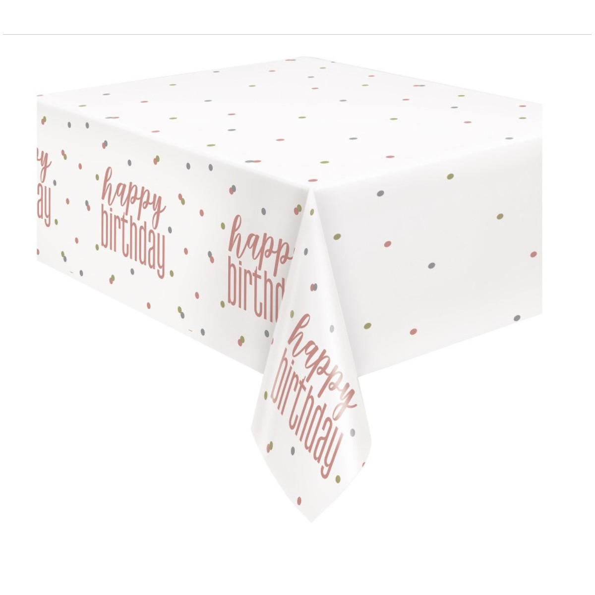 Rose Gold Glitz Happy Birthday Plastic Tablecover