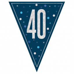 Blue 40th Birthday Plastic Bunting
