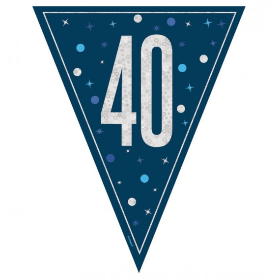 Blue 40th Birthday Plastic Bunting