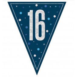 Blue 16th Birthday Plastic Bunting