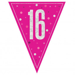 Pink 16th Birthday Plastic Bunting