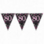 Pink and Black Happy 80th Birthday Plastic Bunting