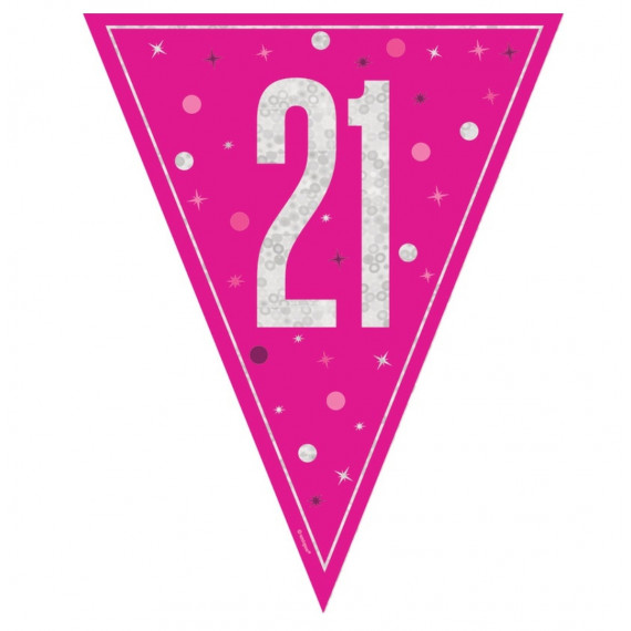 Pink 21st Birthday Plastic Bunting