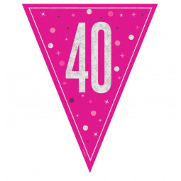 Pink 40th Birthday Plastic Bunting
