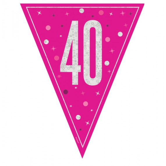 Pink 40th Birthday Plastic Bunting