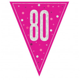 Pink 80th Birthday Plastic Bunting