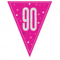 Pink 90th Birthday Plastic Bunting