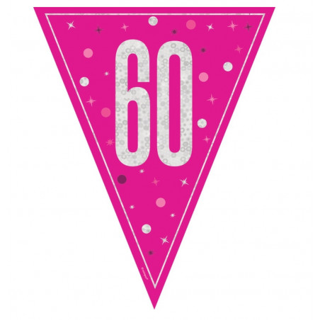 Pink 60th Birthday Plastic Bunting