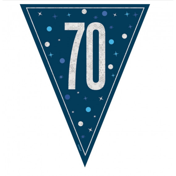 Blue 70th Birthday Plastic Bunting