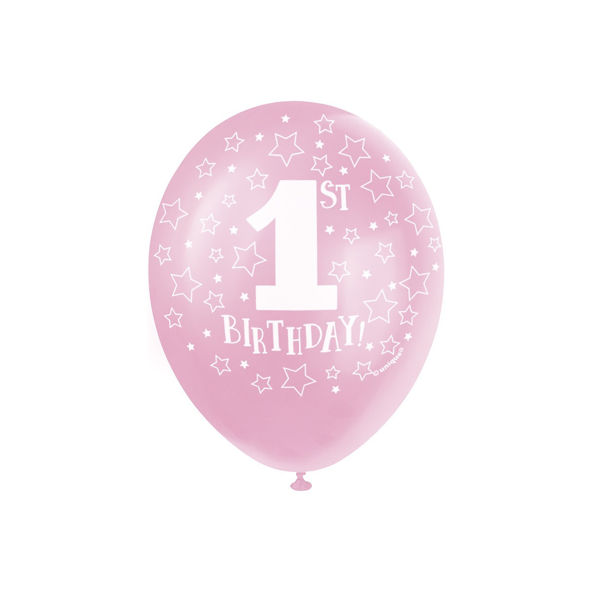 Pink 1st Birthday Latex Balloons - Inflation Options