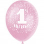 Pink 1st Birthday Latex Balloons - Inflation Options