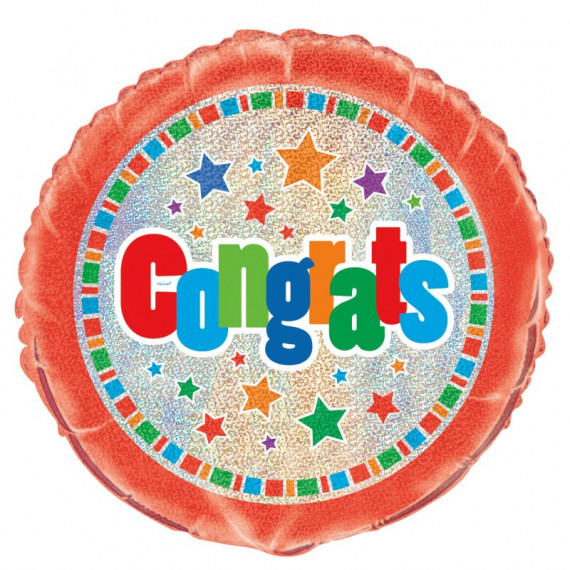 Congrats Round Foil Balloon - Inflated Congrats Round Foil Balloon - Inflated