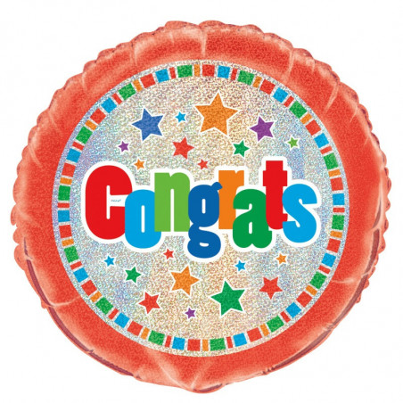 Congrats Round Foil Balloon - Inflated
