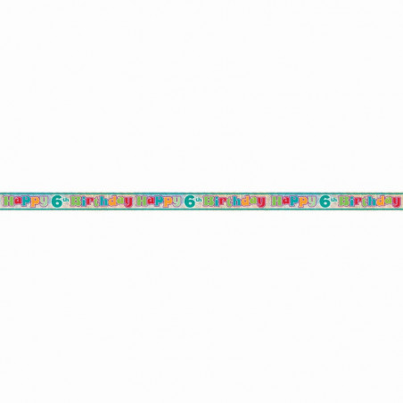 Multicoloured Happy 6th Birthday Foil Banner
