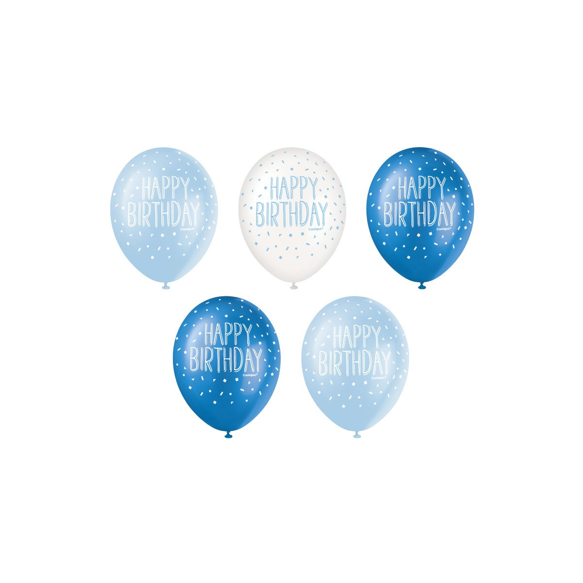 Blue Happy Birthday Latex Balloons - Inflation Options