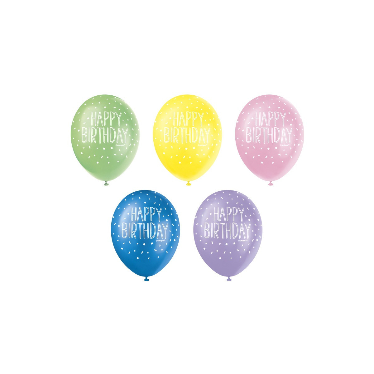 Multicoloured Happy Birthday Latex Balloons - Inflation Options