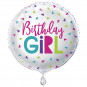 Birthday Girl Round Foil Balloon - Inflated