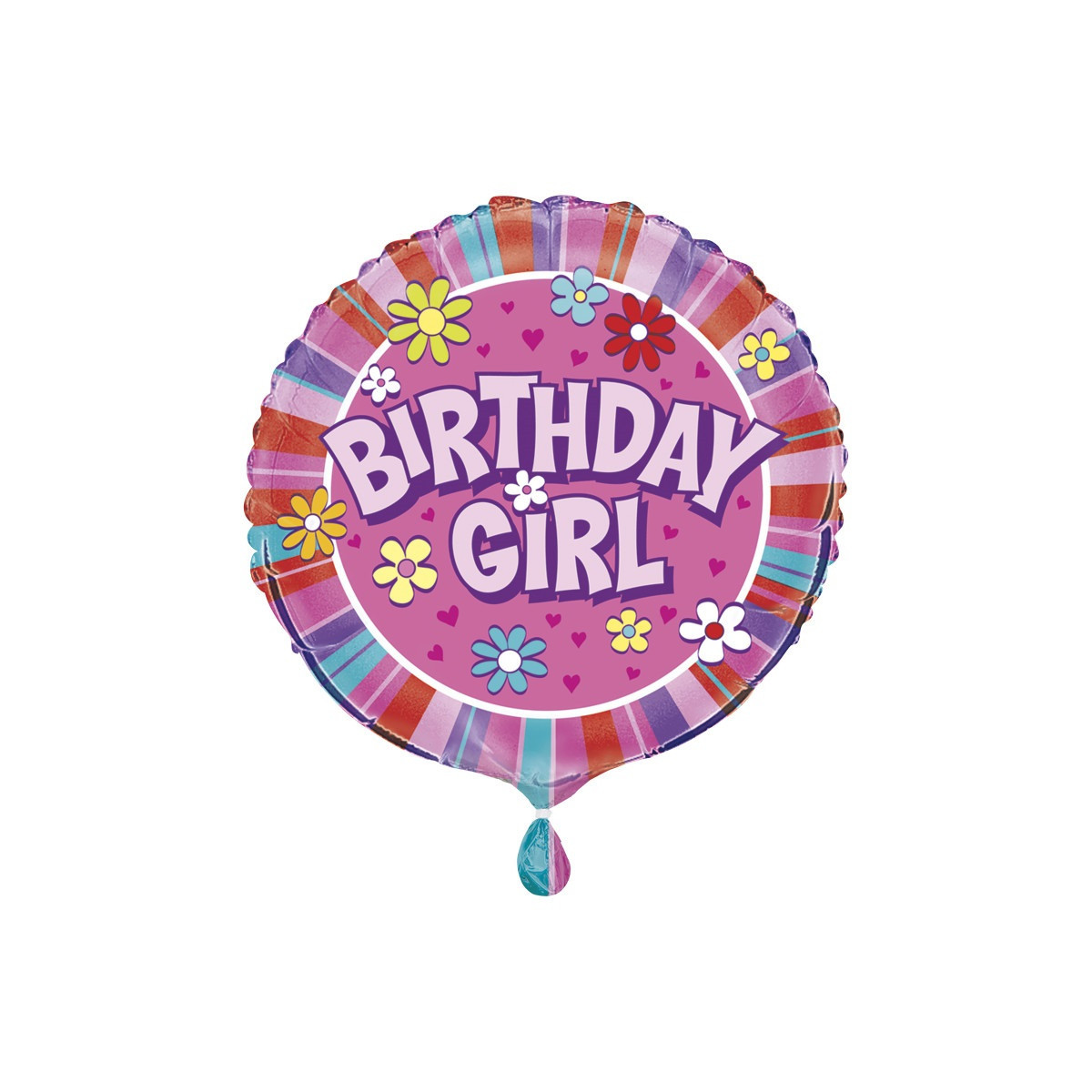Birthday Girl Round Foil Balloon - Inflated