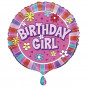 Birthday Girl Round Foil Balloon - Inflated