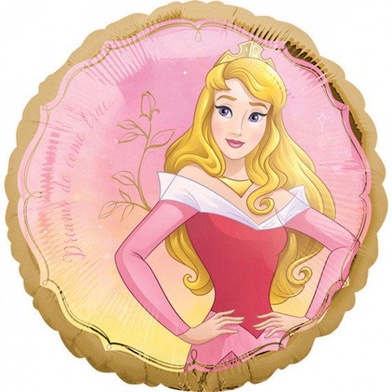 Sleeping Beauty Round Foil Balloon - Inflated Sleeping Beauty Round Foil Balloon - Inflated