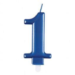 Blue Metallic Finish Number Candles 0 - 9