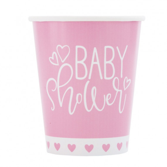 Pink Baby Shower Paper Cups - 8 Pack