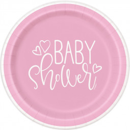 Pink Baby Shower Paper Plates - 8 Pack