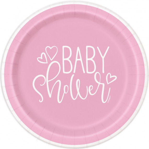 Pink Baby Shower Paper Plates - 8 Pack Pink Baby Shower Paper Plates - 8 Pack