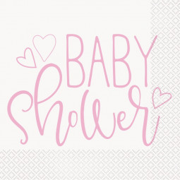 Pink Baby Shower Paper Napkins - 16 Pack