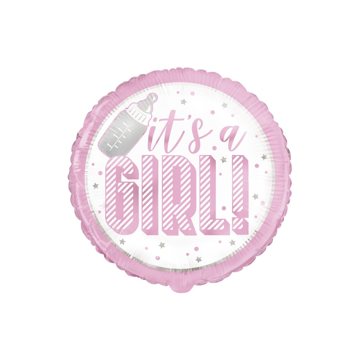 Pink It's a Girl Round Foil Balloon - Inflated Pink It's a Girl Round Foil Balloon - Inflated