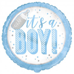 Blue It's a Boy Round Foil Balloon - Inflated