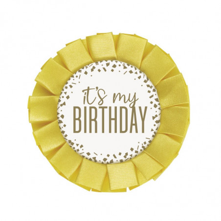 Gold It's My Birthday Rosette Badge