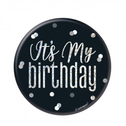 Black and Silver It's My Birthday Badge