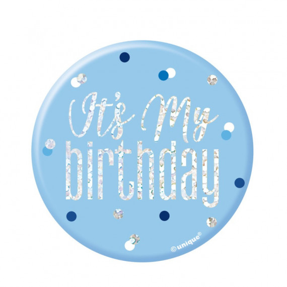 Blue and Silver It's My Birthday Badge
