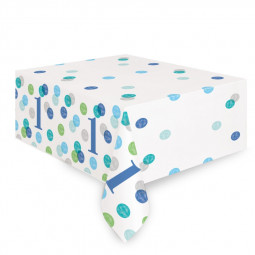 Blue Dots 1st Birthday Plastic Tablecover