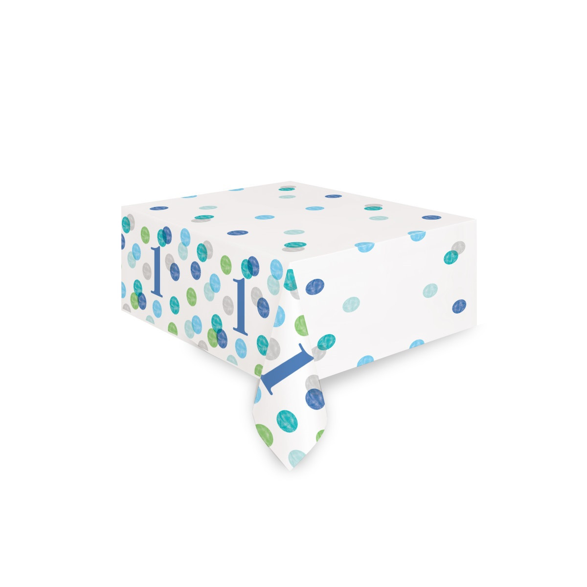 Blue Dots 1st Birthday Plastic Tablecover