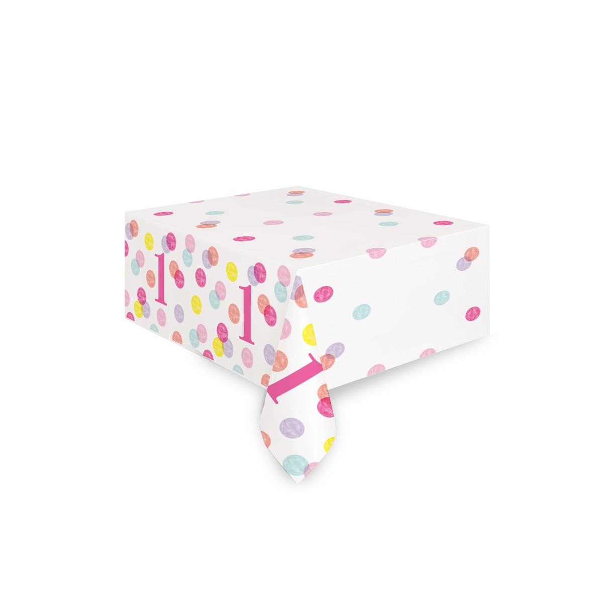 Pink Dots 1st Birthday Plastic Tablecover