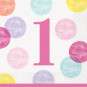 Pink Dots 1st Birthday Paper Napkins - 16 Pack