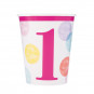 Pink Dots 1st Birthday Paper Cups - 8 Pack