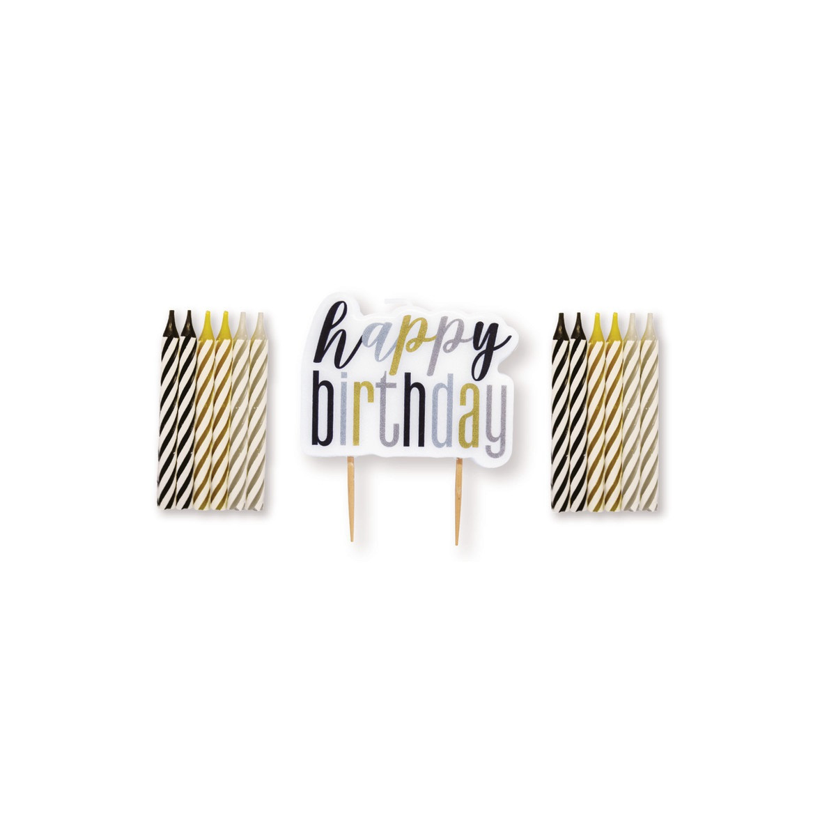 Black and Gold Birthday Candles Set