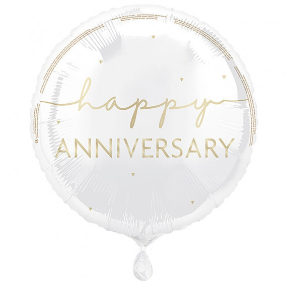 Happy Anniversary Round Foil Balloon - Inflated