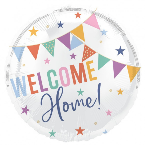 Welcome Home Round Foil Balloon - Inflated Welcome Home Round Foil Balloon - Inflated