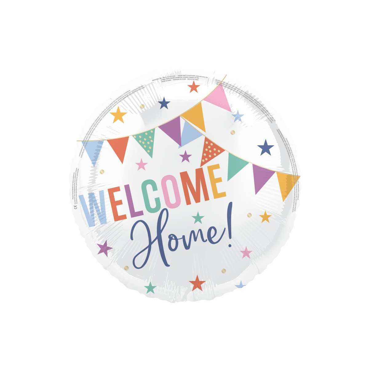 Welcome Home Round Foil Balloon - Inflated Welcome Home Round Foil Balloon - Inflated
