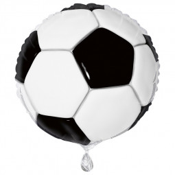 Black Football Round Foil Balloon - Inflated