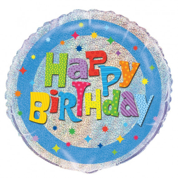 Happy Birthday Round Foil Balloon - Inflated