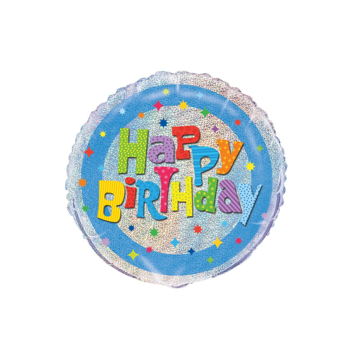 Happy Birthday Round Foil Balloon - Inflated