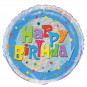 Happy Birthday Round Foil Balloon - Inflated