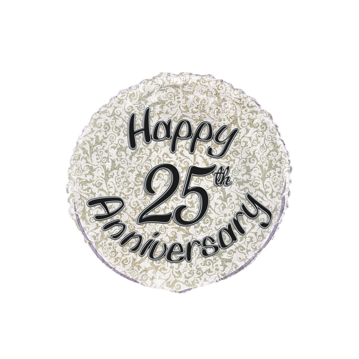 25th Silver Anniversary Round Foil Balloon - Inflated 25th Silver Anniversary Round Foil Balloon - Inflated