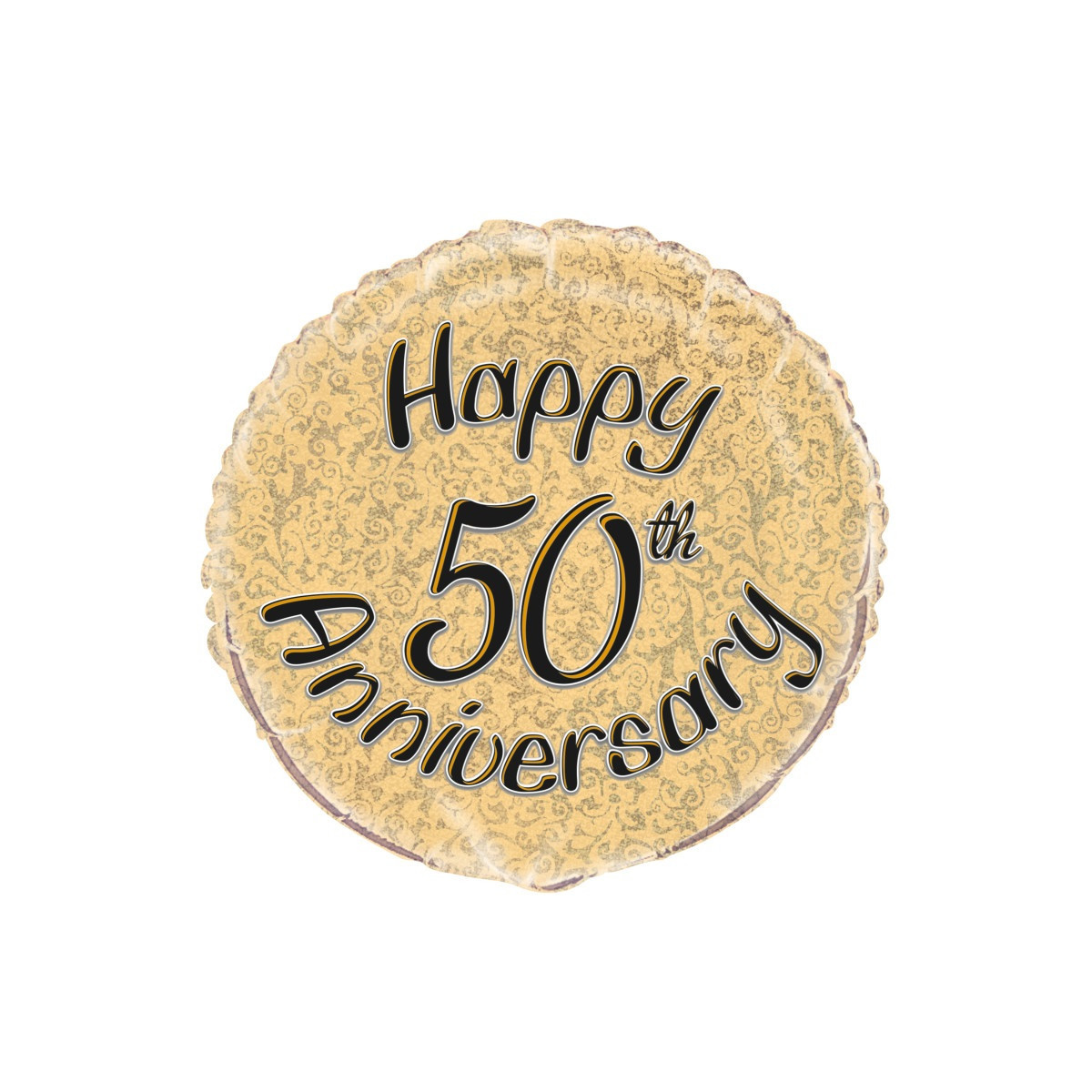 50th Gold Anniversary Round Foil Balloon - Inflated 50th Gold Anniversary Round Foil Balloon - Inflated