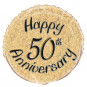 50th Gold Anniversary Round Foil Balloon - Inflated 50th Gold Anniversary Round Foil Balloon - Inflated